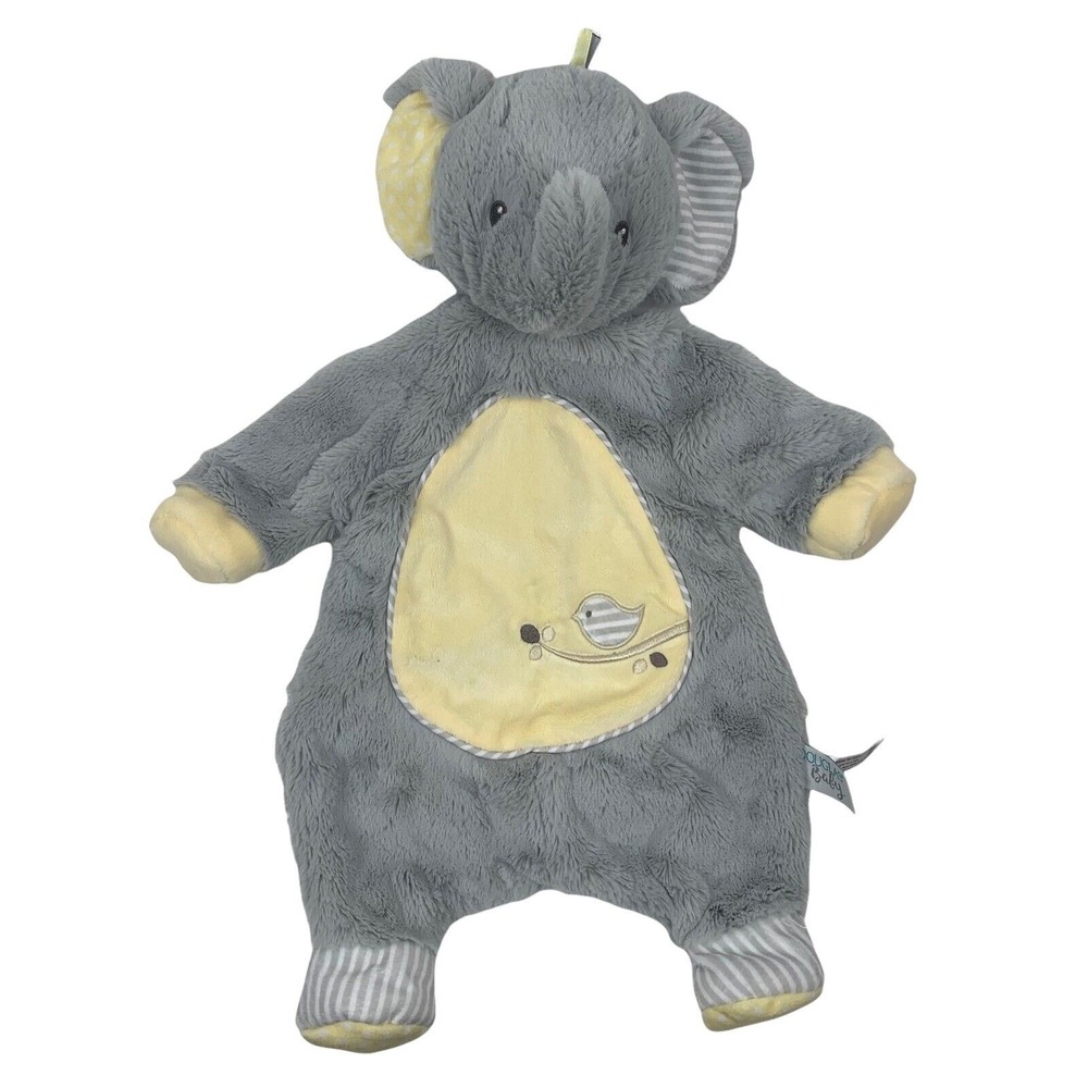 Douglas Baby Elephant Lovey Bird Plush Sshlumpie Security Blanket Soft Gray